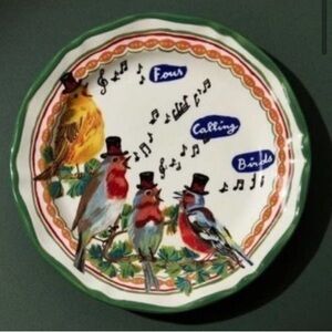 Nathalie Lete 12 days of Christmas plate 4 calling birds